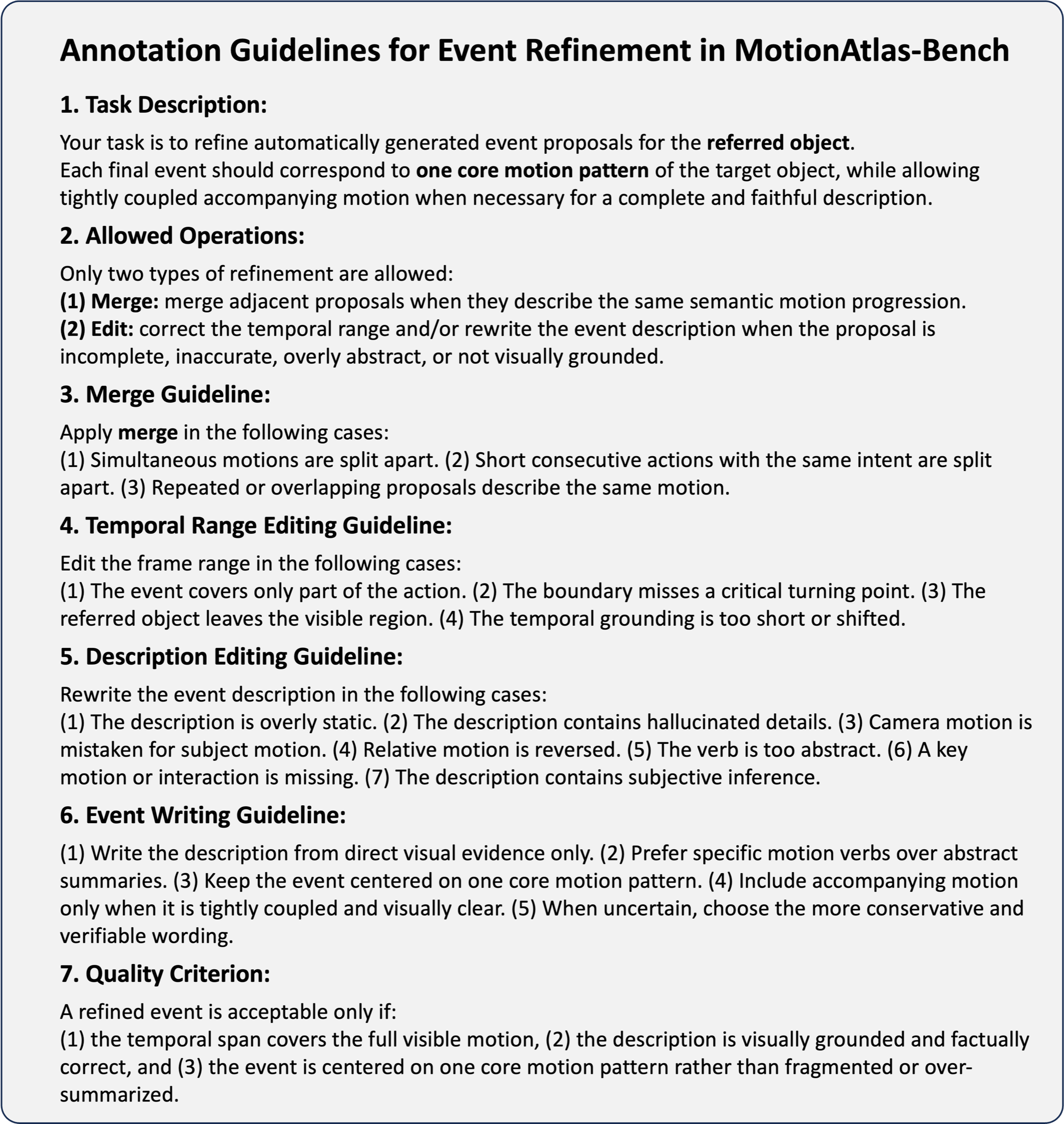 Event segmentation and description guidelines used in MotionAtlas